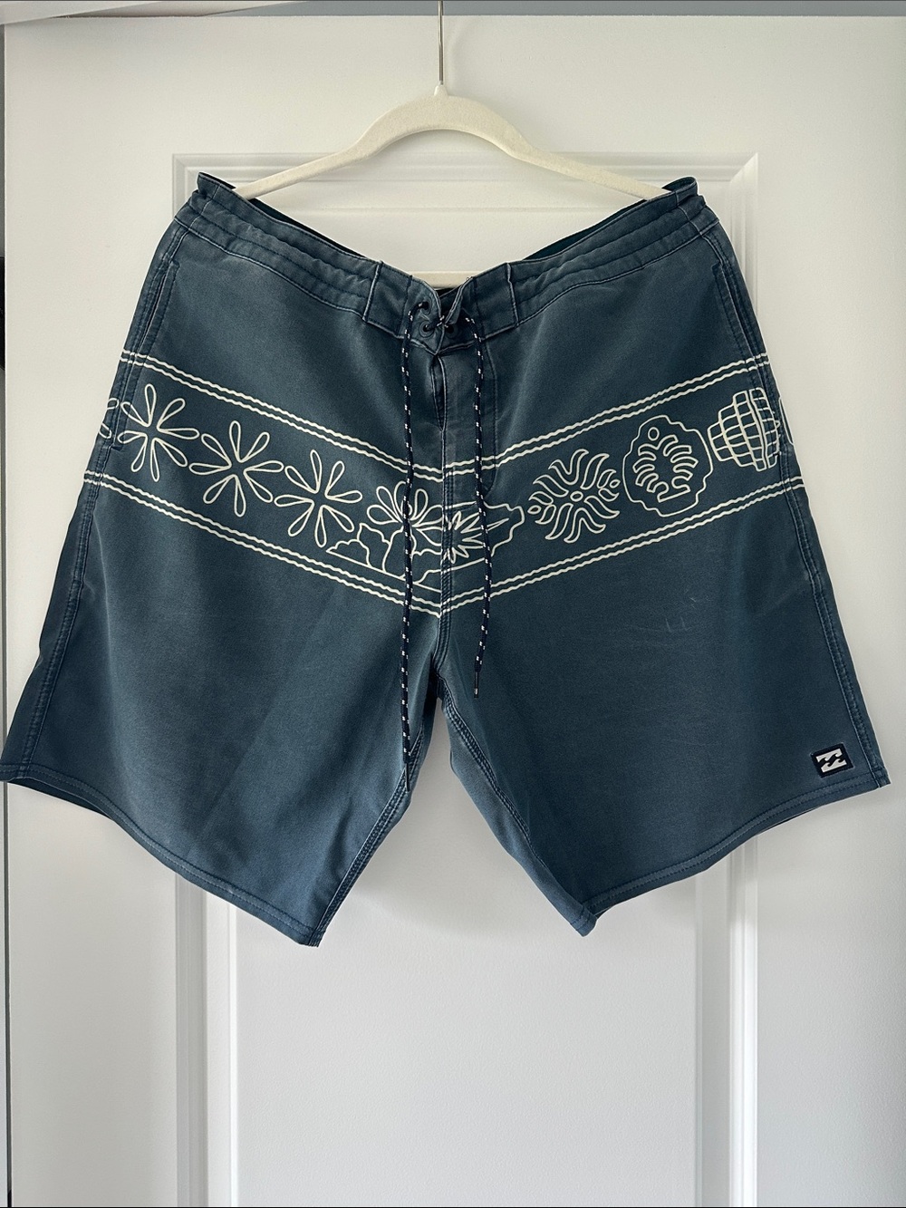 Billabong Men's Teal Floral Stripe Board Shorts
